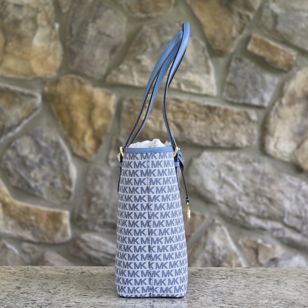 Michael Kors Jet Set Logo Medium Blue Tote - Picture 2 of 8